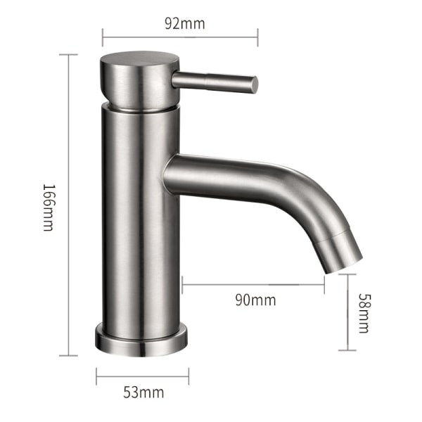 Borstad badrumshandfat blandare i rostfritt stål Drawing curved nozzle