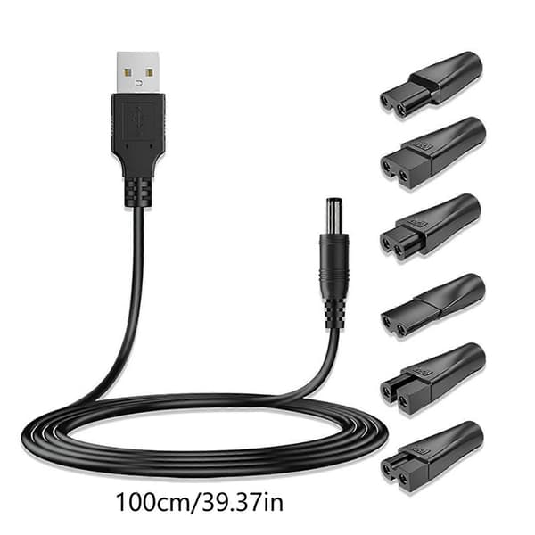 Bærbare opladerkabelsæt til elektriske klippere, skægtrimmere, skønhedsinstrumenter, strømkabel, USB-adaptertilbehør 7 piece set