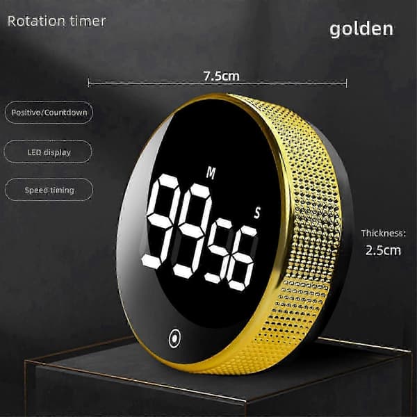 Digital LED Timer Manuel Nedtællingsalarmur Magnetisk Stopur Brusebadstimer Gold