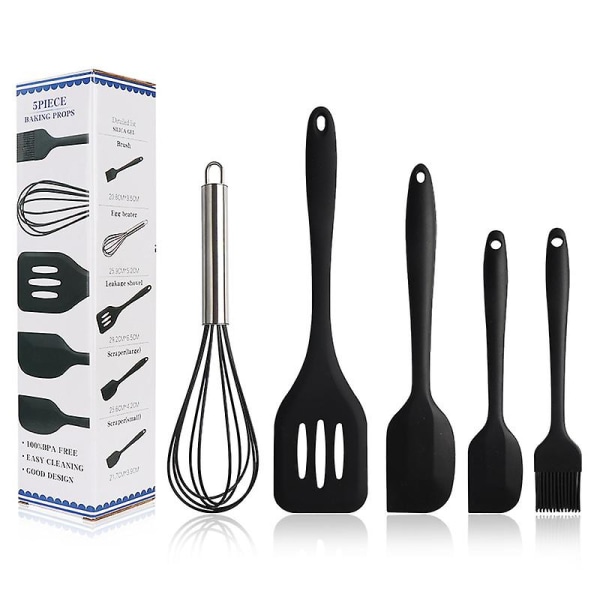 5 st set i silikon, värmebeständigt non-stick köksredskap