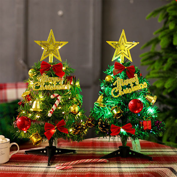 30 cm Desktop Mini Julgranspaket med Lights Mall Layout B