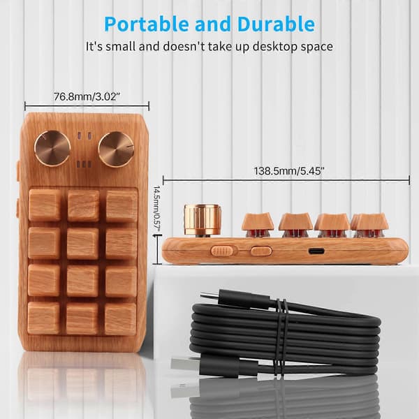 12 taster programmerbart gamingtastatur USB/Bluetooth-kompatibelt minitastatur fuldt programmerbart mekanisk tastatur flerfarvet Wired