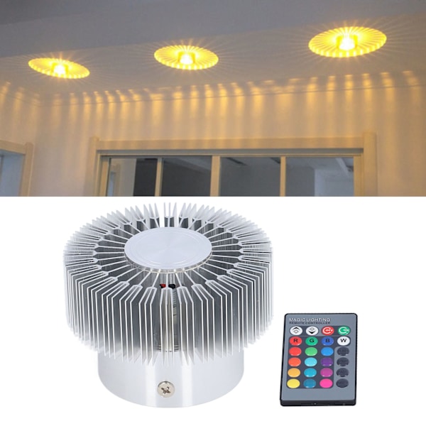 360° LED-kattovalaisin 24-näppäimisellä kaukosäätimellä, 3W auringonmuotoinen seinävalaisin ravintolaan ja kahvilaan (85-277V)