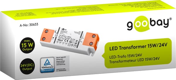 【DENGTU】LED-transformator 24 V (DC), 15 W Orange, Vit 15