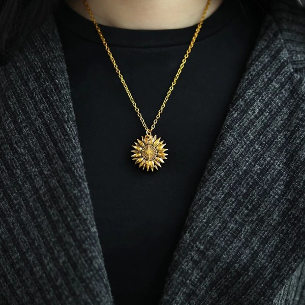 You Are My Sunshine Open Locket Solros Halsband Boho Smycken