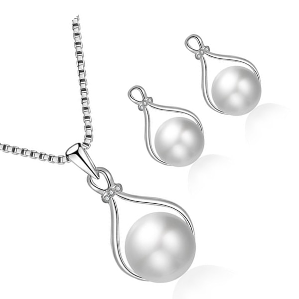 Halsband och örhängen set för kvinnor: Enkelt men elegant silverkedja i legering med pärla, perfekt för att lägga till en touch av sofistikering till din outfit
