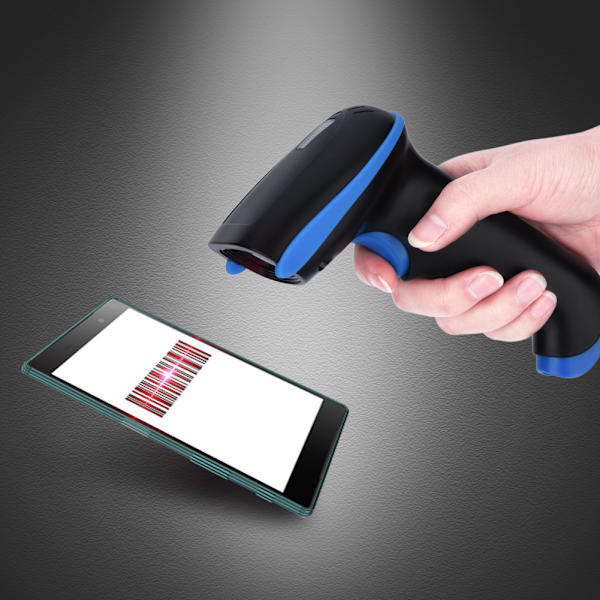 Trådløs 24GHz Laser Strekkodeskanner for iOS Android Windows Blå