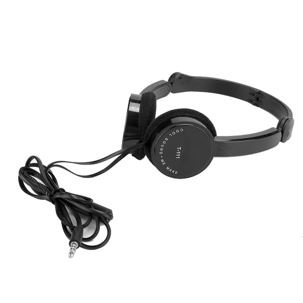 Foldbare børnehovedtelefoner med mikrofon, kablede stereoheadset til smartphones, tablets, sort