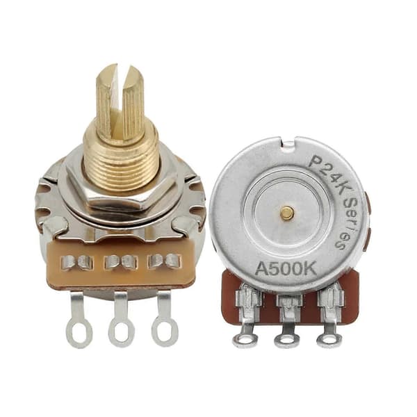 Enkel installation Lång axel 24 tänder Gitarrpotentiometer Knopp 500K Ohm för elgitarr Volym Tonjustering Flerfärgad