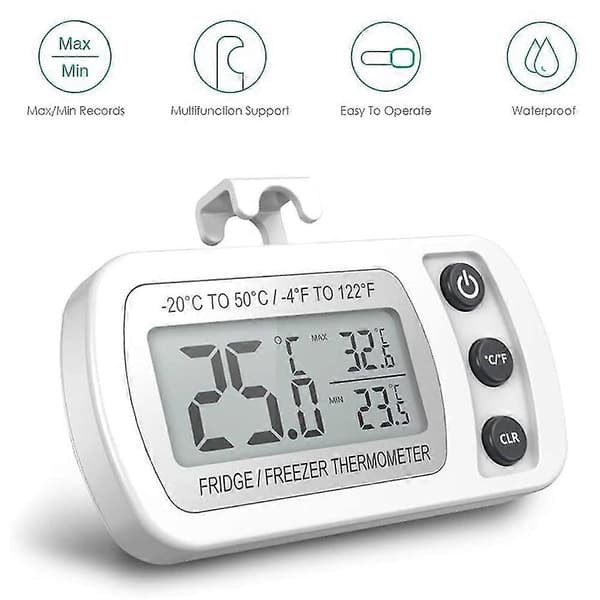 Vattentät kylskåpstermometer, digital frysrumstermometer White