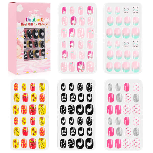 120 stycken/set Barnsöta lösnaglar Fulltäckande Nail Tips DIY style 2
