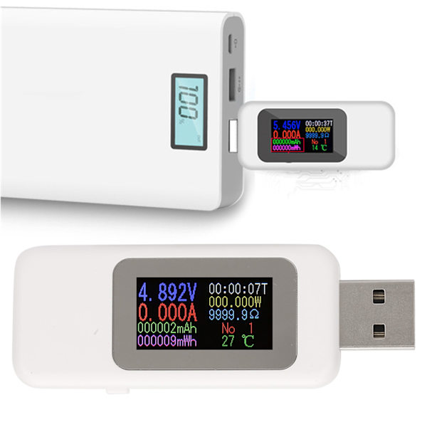 LCD USB-testare Digital Voltmeter Ammeter Spänningsmätare DC 4-30V Vit