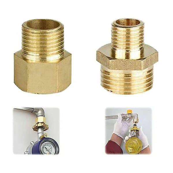 Gassadapter Kobber Gasslangeadapter Gassylinder Tilkoblingsadapter, 2 Stykker