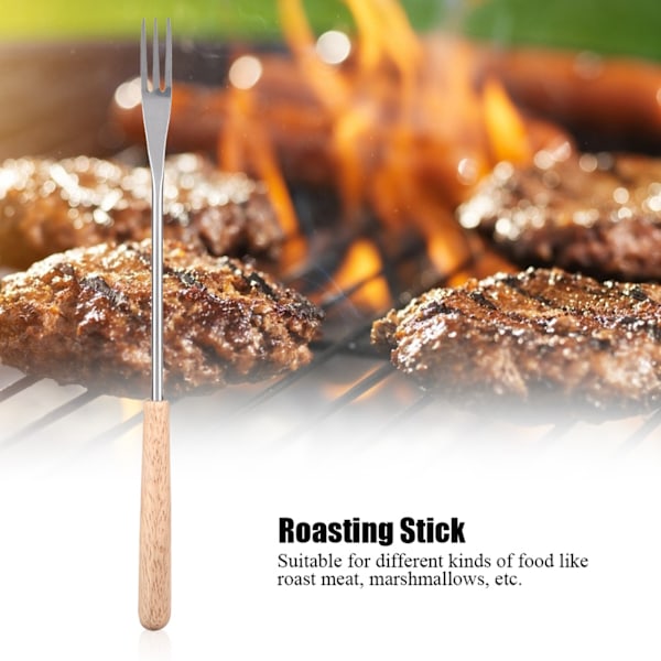 26,5 cm Grillgaffelspyd med trehåndtak for camping og piknik