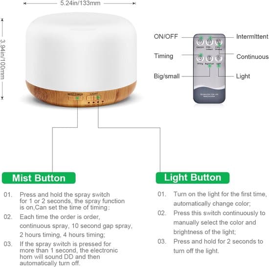 300 ml eterisk oljediffuser - 7-färgs LED-lampor, automatisk avstängning - Lämplig för sovrum, yoga, kontor - Tyst sovrum - Vit - Ett stycke