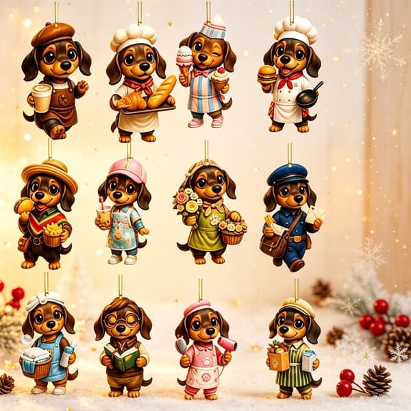 24-dagers nedtelling til jul 2026 – Dachshund julepynt tom boks GJ920 (King Dog)
