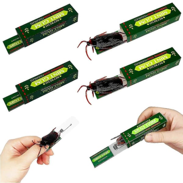 Tuggummi - Kackerlackahuvud Parodi Skämtleksak Leksaksset Ruskea