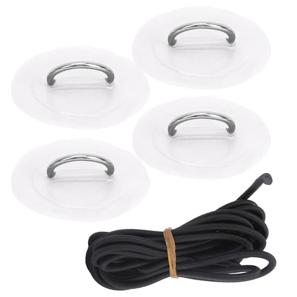 4 st Inflatable Båt Kajak D-Ring Pad Patch Marin Fästspänne med Elastisk Bungee-Snöre (Vit Patch)