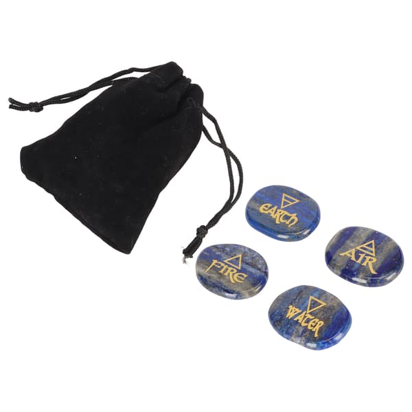【DENGTU】4 element blandade stenar graverade triangulära symboler jord luft eld vatten polerade runstenar för Reiki kristaller healing Lazurit sten