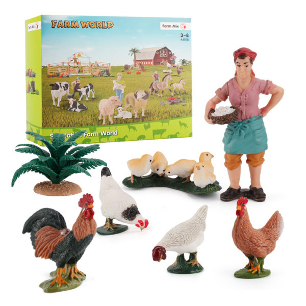 Djur miniatyr figurer modell, varelser leksak figurer Set chicken raising