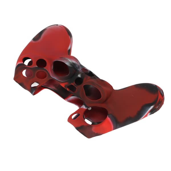 PS4 Controller Silikonfodral Halkfritt Skyddande Greppskydd med 1 Par Tumgrepp Kamouflage Röd
