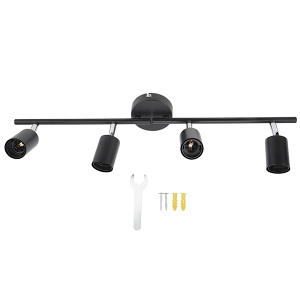 Justerbar 4-Lys LED Skinnebelysning i Matt Svart for Soverom og Hoteller, 60W, 85-265V