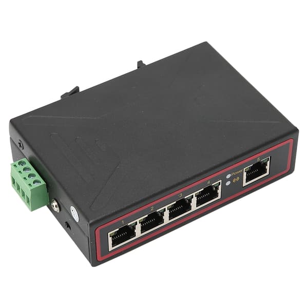 Industriel Kvalitet 5 Port Ethernet Switch Redundant Strøm DIN-skinne Montering