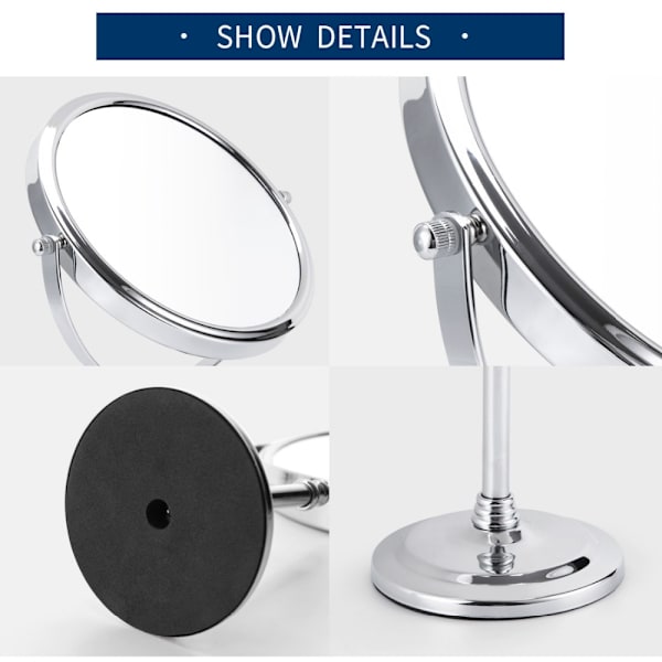 8In 5X 7X 10X Makeup Mirror 360 Mirror 8" vit utan LED white without LED