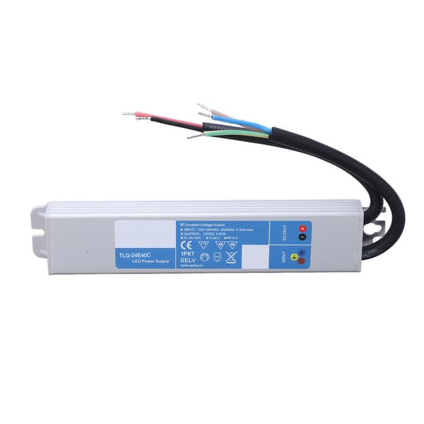 IP67 Vanntett LED Driver Transformator Adapter 100-240VAC til DC24V 40W for Utendørs LED-lys