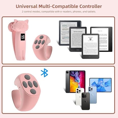 Sidevenderfjernkontroll for Kindle Paperwhite Oasis E-leser for iPad, Android (Rosa)