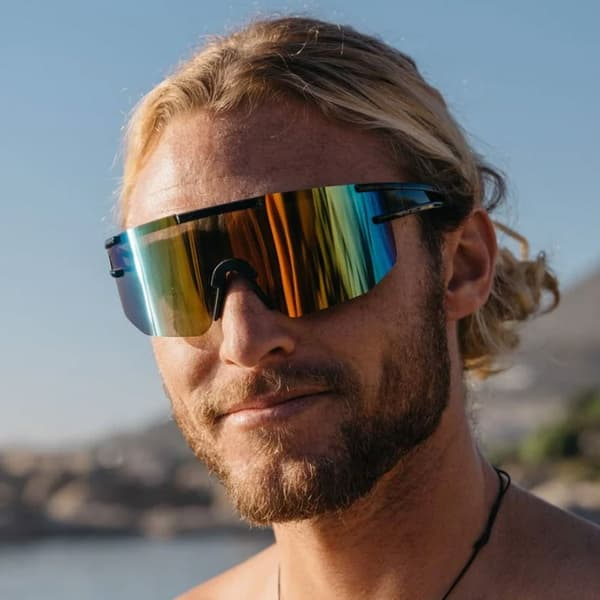 Sportsbriller med spejlglas - Sort/Regnbue
