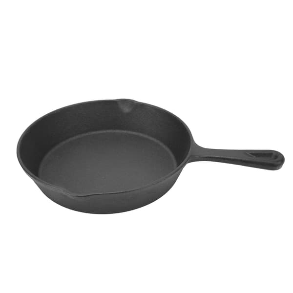 Støpejernspanne 16 cm Mini Stekepanne for Utendørs Camping Grilling Biff Pannekaker Pizza
