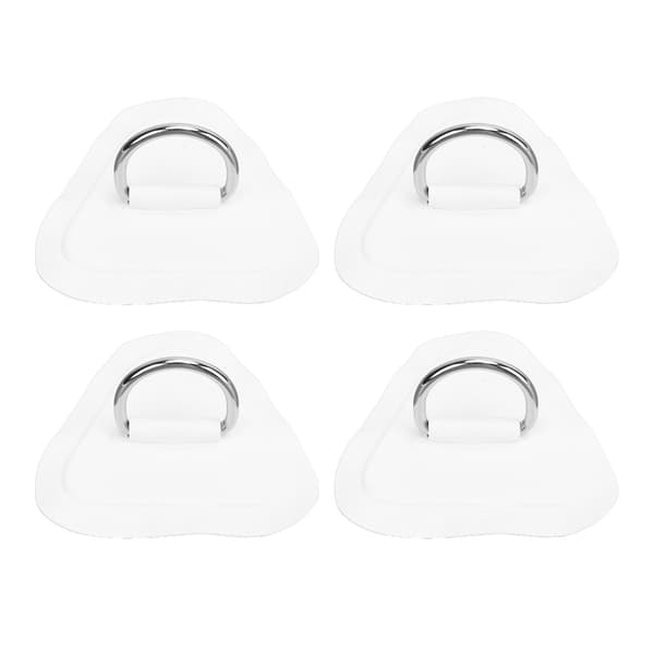 4 st Rostfritt Stål D Ring Patch för Uppblåsbar Båt Surfbräda Jolle Paddelbräda Vit