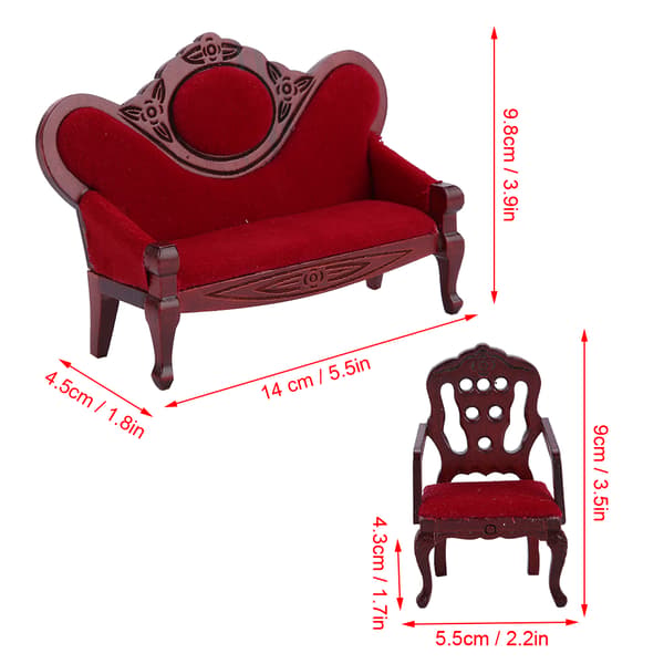 1:12 Dockhus Miniatyr Vardagsrum Soffa Möbler Tillbehör