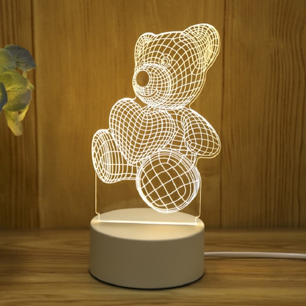 3D Nattlampa Smart Home Creative Barn presentbordslampa Charging colorful models Hugging bear