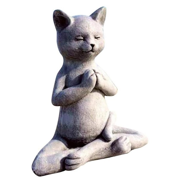 Elegant Bedjande Katt Skulptur: Idealisk Dekoration för Hem och Trädgård