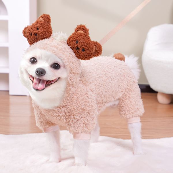 Tegneserie-transformasjonsklær for kjæledyr til små og mellomstore hunder, hundeklær, katteklær, høst- og vinterklær i bomull for firbeinte Teddy bear head M