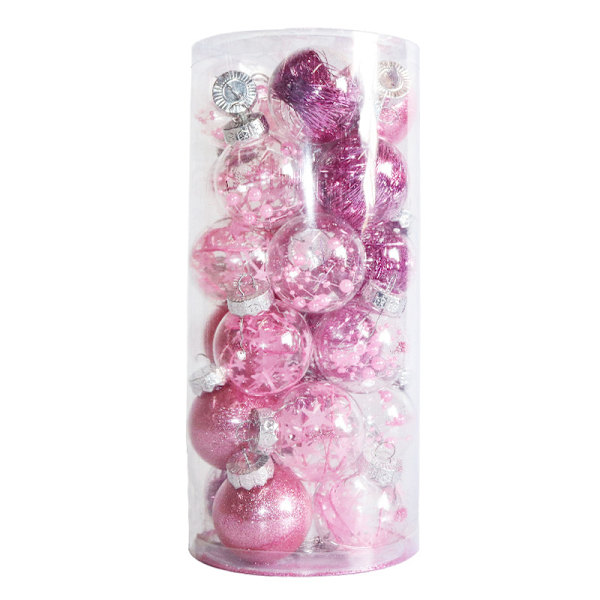 Juldekor 6 cm/24 färgade Transparent Ball Set för husdjur Pink