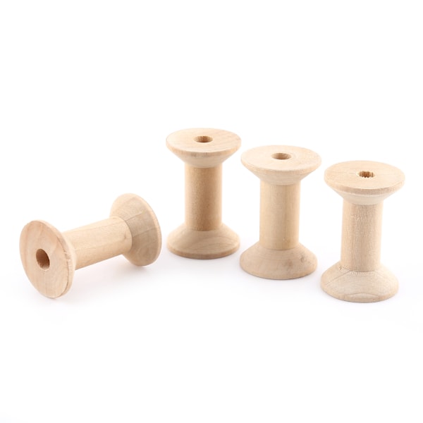 10-pak Naturlige Træ Tomme Trådspoler - 47mm x 31mm