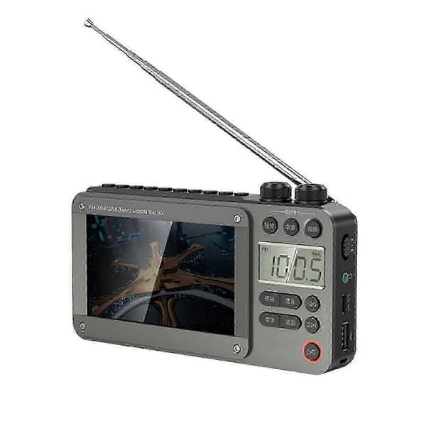 Højkvalitets lomme-tv og radio med Bluetooth-forbindelse til underholdning Grey