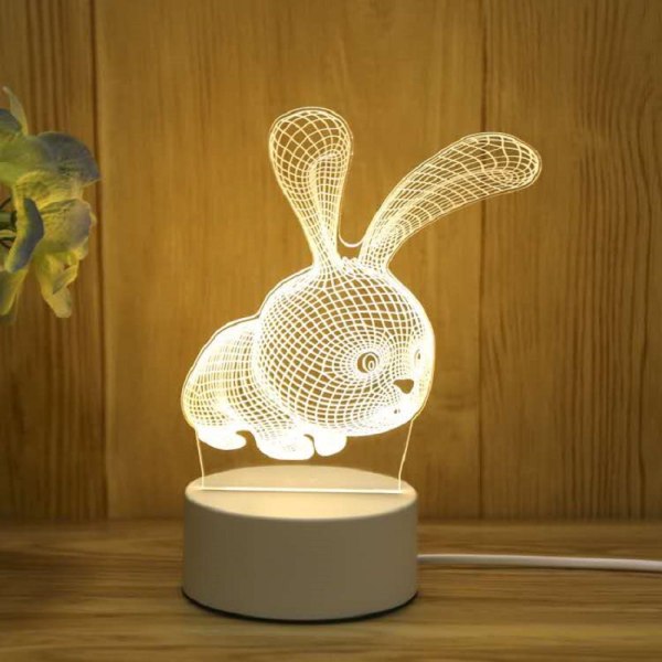 3D Nattlampa Smart Home Creative Barn presentbordslampa Charging three colors rabbit