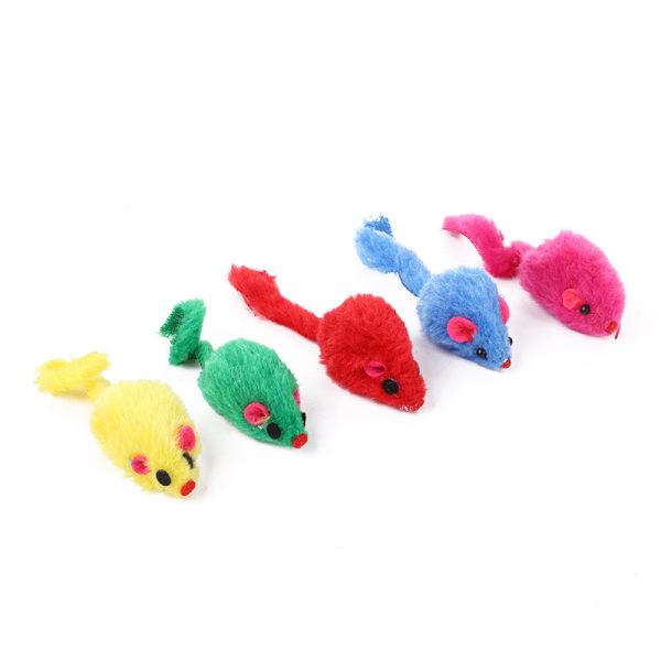 3 stycken husdjurskatter som biter små musleksaker Solid -colored mouse Random Color