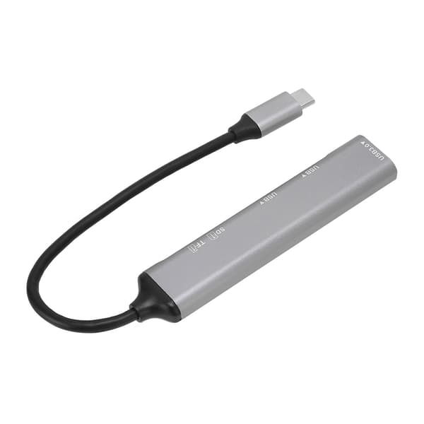 5 i 1 USB C Hub Metall Plug and Play Typ C Dockningsstation Adapter för Windows Linux Svart