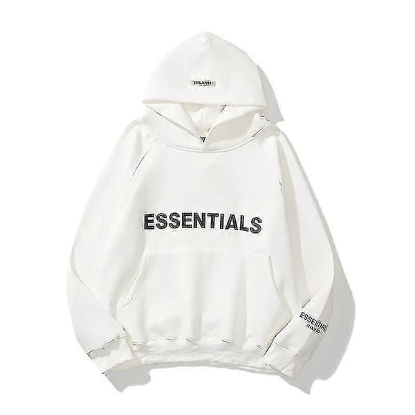 Hettegenser med doble linjebokstaver - Hipster Monogram hettegensere for menn og kvinner White 3XL