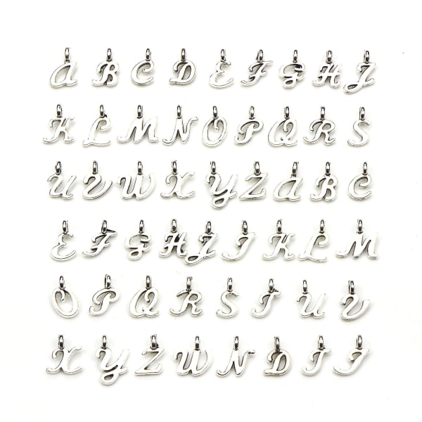 52 stk Alphabet Charms A Z Letter Charm Engelsk bogstavvedhæng til gør-det-selv-smykker Halskæde Armbånd resultater
