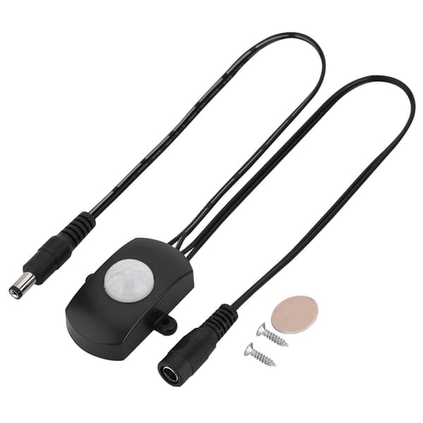 Mini PIR Infrarød Bevægelsessensor Kontakt til LED Strip Sort 6-24V 5A