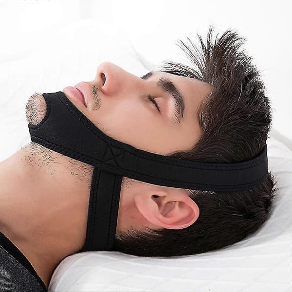 Justerbar anti-snorke hakebånd for bedre søvn Black