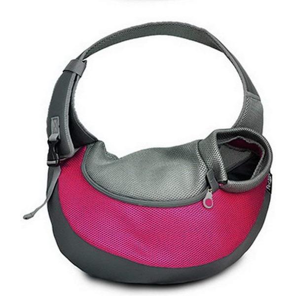 Bärbar Pet Messenger Bag för hundar Katter Valp andas Mesh pink