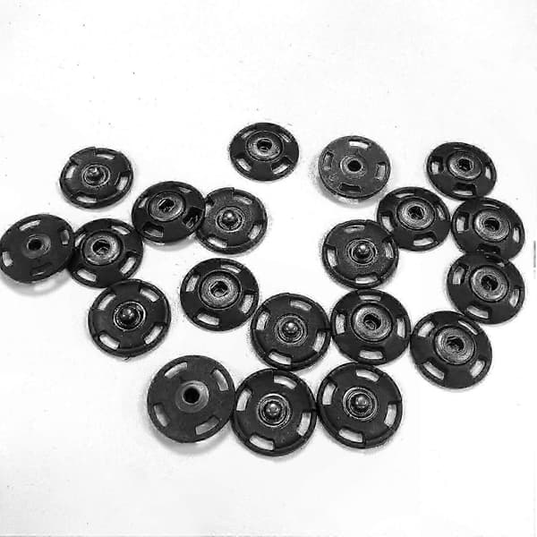 Genomskinliga tryckknappar 25 mm, set om 10 Black