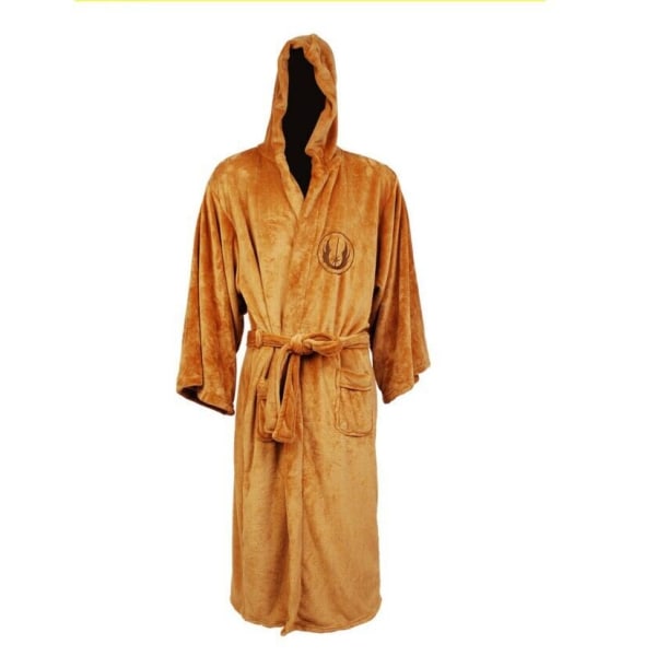 Pyjamas herr Morgonrock Morgonrock Grafiskt print Casual Flanell Bekväm varm luvtröja Långärmad fickbälte Jedi Style Gul L Yellow L